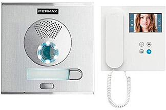 videoportero fermax gris con telefonillo blanco
