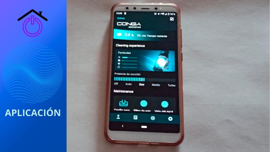 teléfono móvil mostrando la aplicación Conga de Cecotec
