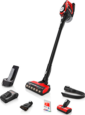 Apiradora escoba Bosch Unlimited ProAnimal Serie 8 en colores negro y rojo