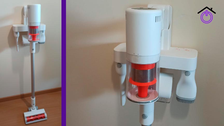collage Xiaomi Vacuum Clenaer G11 mostrando soporte y accesorios probados por silvia jiménez