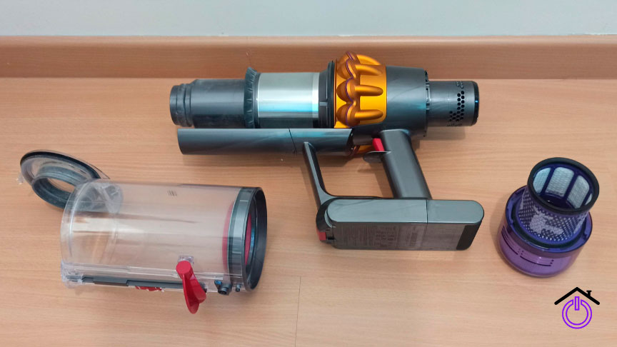prueba filtros y depósito de la aspiradora sin cables Dyson V15