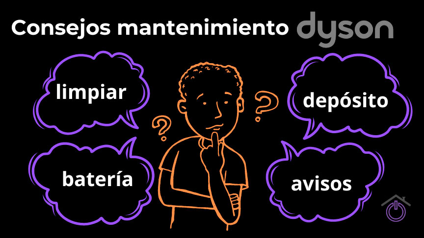 ilustración sobre los consejos de mantenimiento de los aspiradores sin cable Dyson