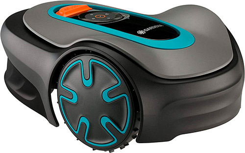 robot cortacésped gris y azul Gardena Sileno