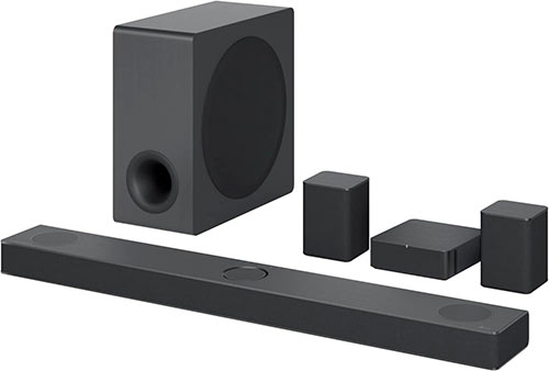 barra de sonido LG con subwofer dos altavoces traseros y conector