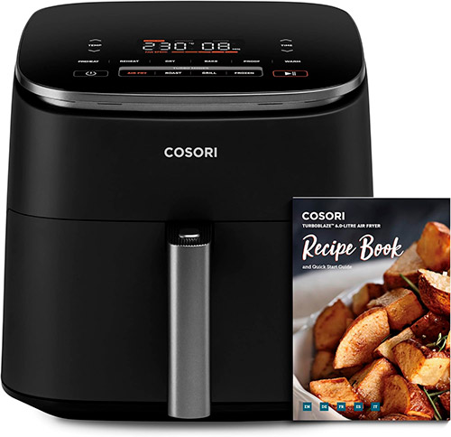 freidora de aire cosori turbo blaze negro con recetario