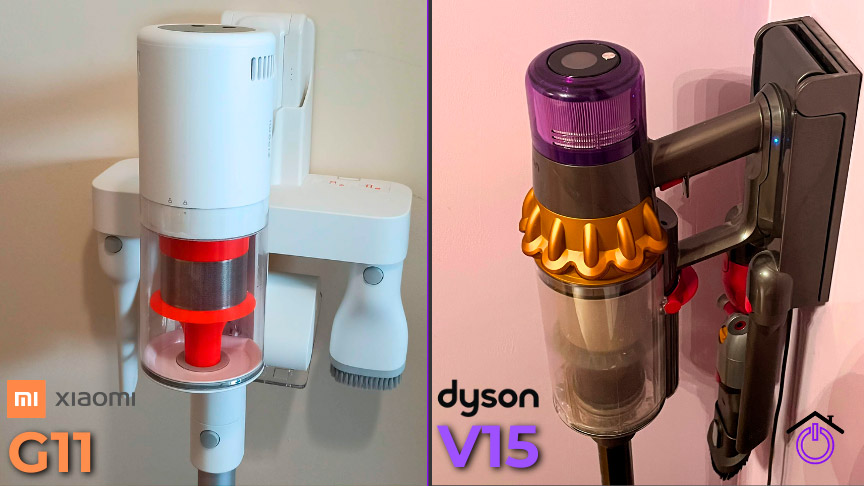 estaciones de vaciado de las aspiradoras sin cable Dyson v15 y Xiaomi G11