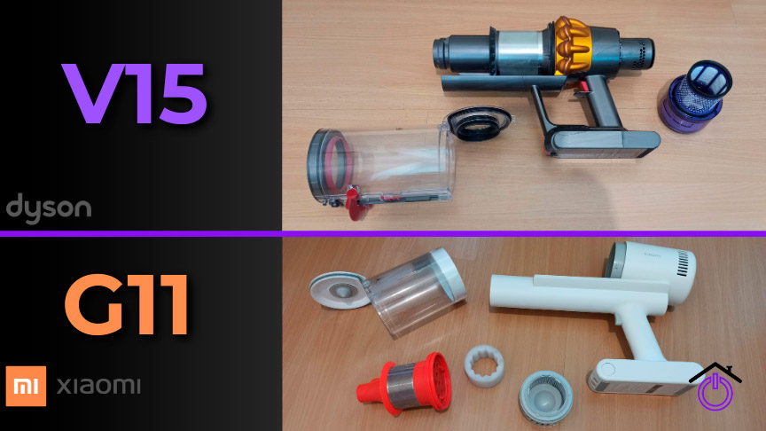 Sistemas de filtrado de las aspiradoras sin cable Dyson V15 y Xiaomi G11