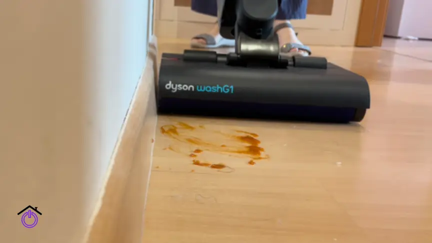 silvia limpiando una mancha de café dyson washg1