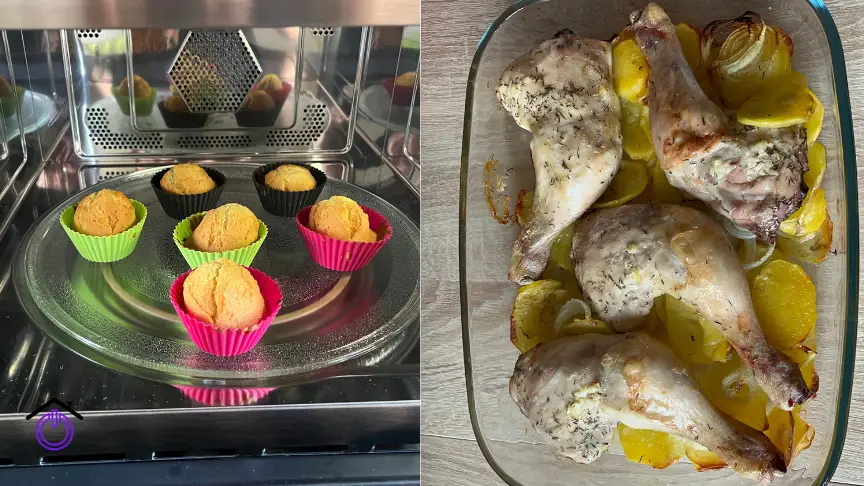 magdalenas y pollo asado en horno microondas bolero hexa