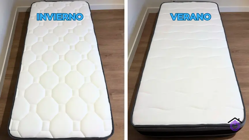 un colchon flow purevital lado de invierno y otro en lado de verano