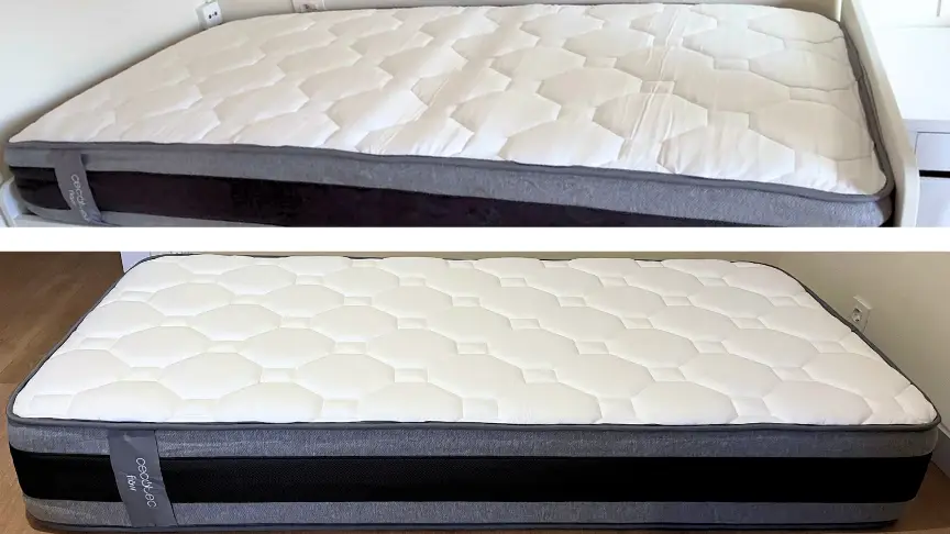 comparativa antes y despues recuperar forma colchon flow purevital