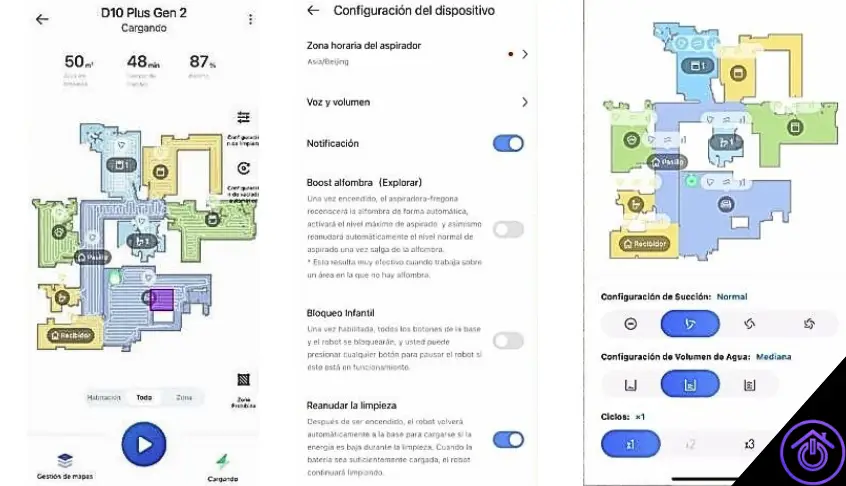 pantallazos aplicación dreame d10 plus gen 2