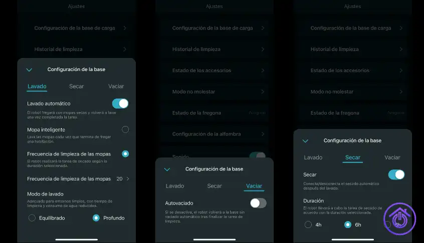 interfaz app conga 16090 con funciones de la estación