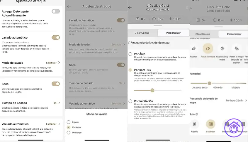 personalización del fregado app dreame