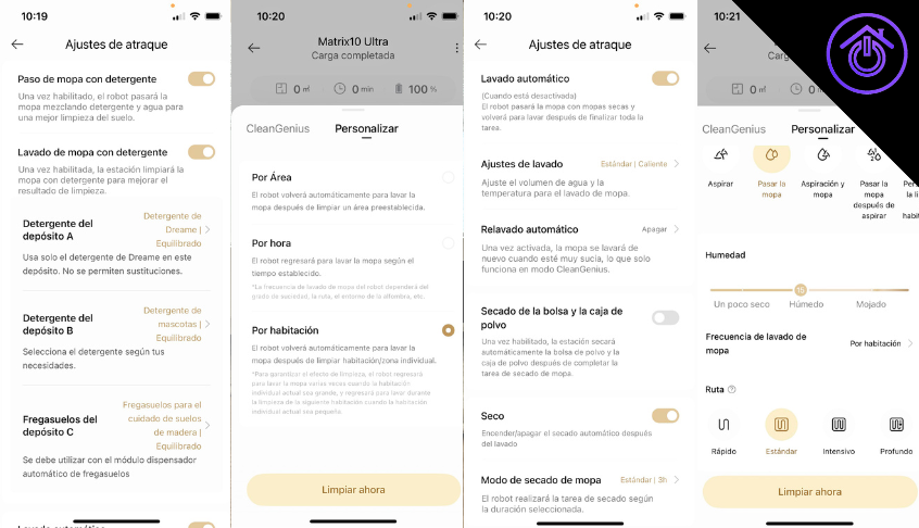 diferentes capturas de pantalla de la app Dreame