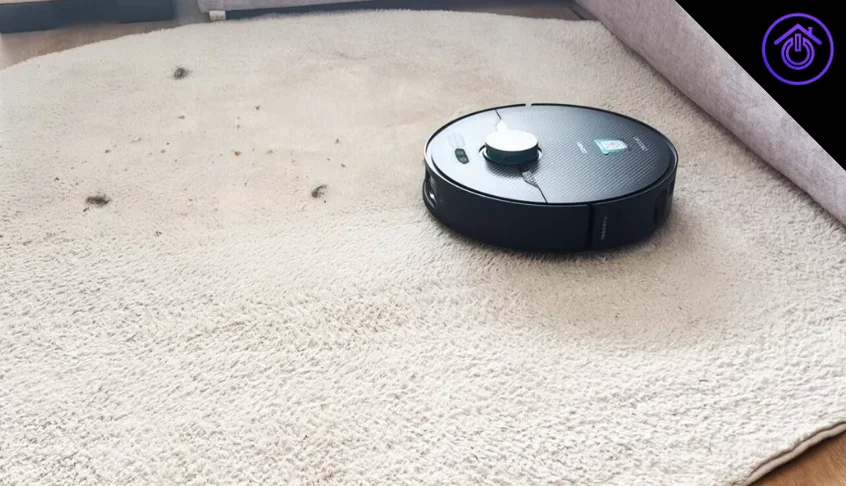 robot aspirador Conga X70 aspirando la alfombra