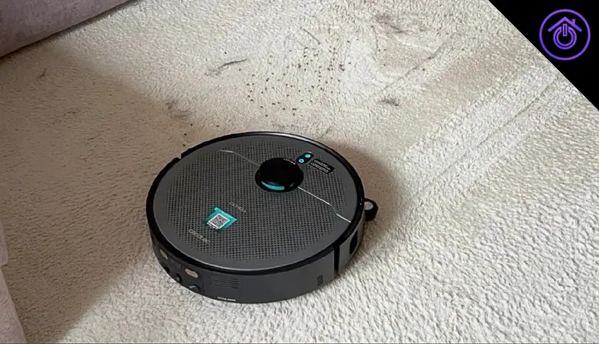 robot conga aspirando alfombras con pelos y migas