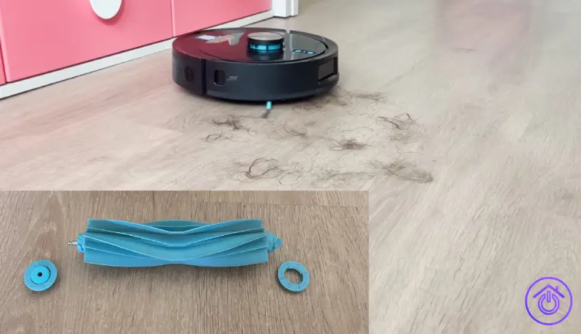 robot aspirando cabellos largos y cepillo sin enredos