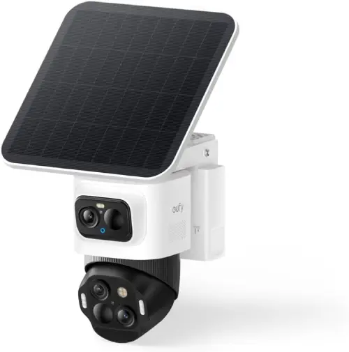Cámara de vigilancia exterior eufyCam S4 con panel solar y doble sistema de lentes