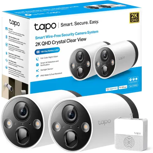 Kit TP-Link Tapo C420S2 con dos cámaras de vigilancia exterior 2K y hub de almacenamiento